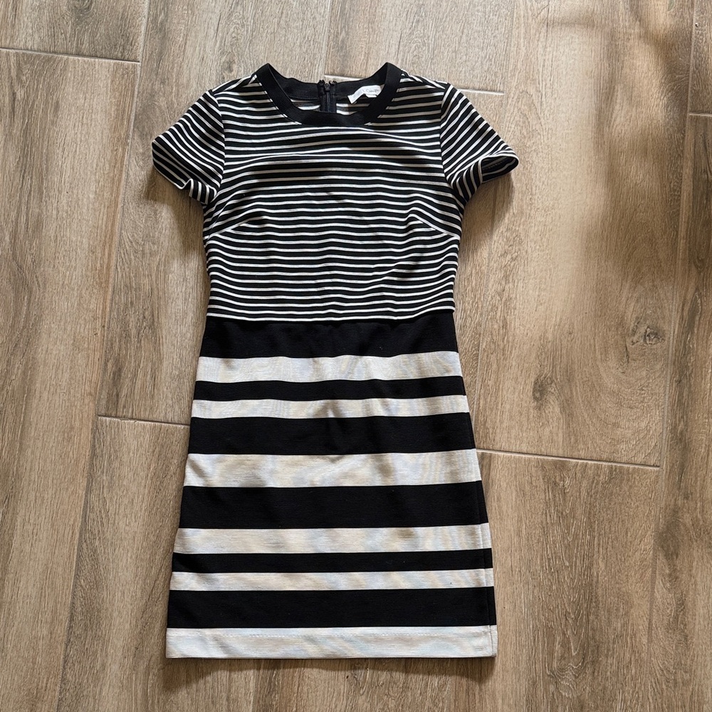 LOFT Black and White Striped Dress